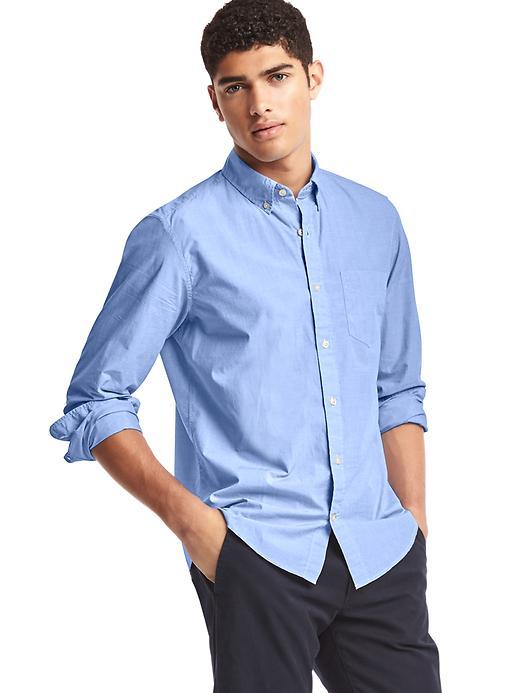 Gap Men True Wash Button Down Standard Fit Shirt - Constellation Blue