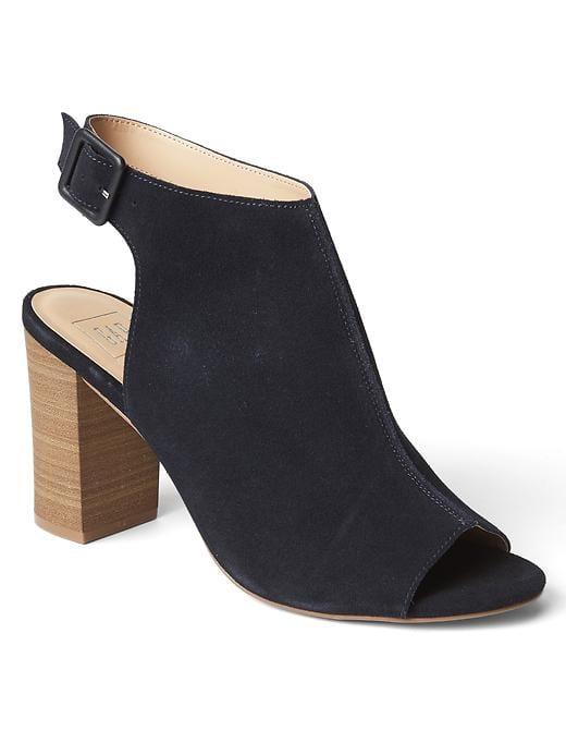 Gap Women Leather Open Toe Bootie - Navy