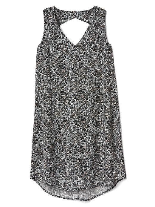 Gap Women Sleeveless Shift Dress - Black Print