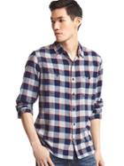 Gap Men Flannel Gingham Shirt - Weathered Red