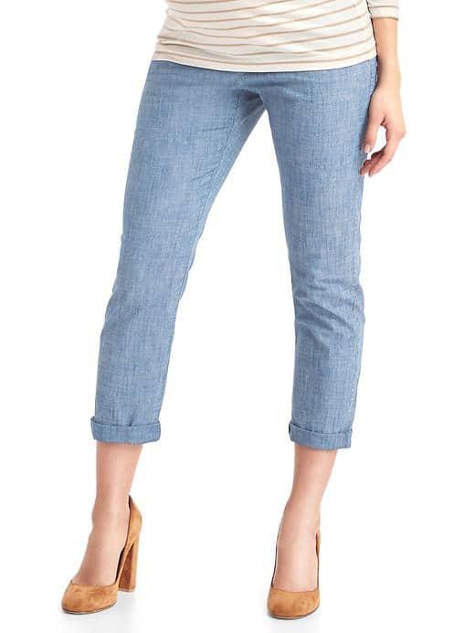 Gap Women Demi Panel Chambray Girlfriend Chino - Denim