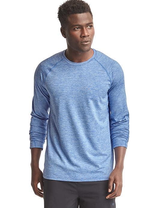 Gap Brushed Tech Jersey Crewneck Pullover - Blue Heather