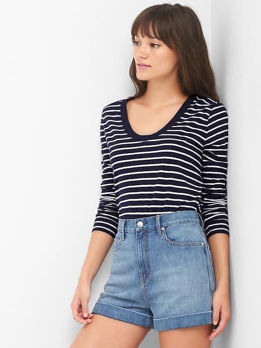Gap Stripe Scoopneck Tee - Navy Stripe