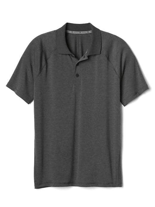 Gap Men Breathe Pique Polo - Charcoal Gray
