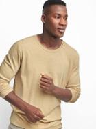 Gap Men Linen Cotton Long Sleeve Crewneck - New Sand