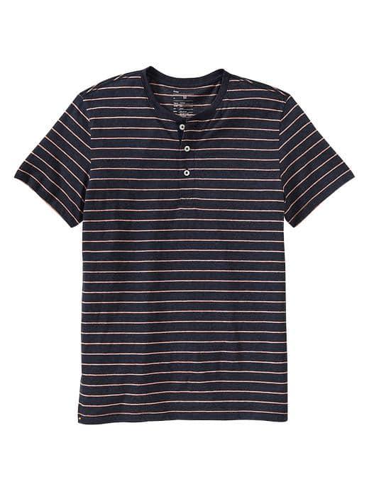 Gap Men Triblend Striped Henley T - Navy