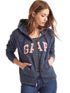 Gap Women Felt Logo Zip Hoodie - Blue Denim Heather
