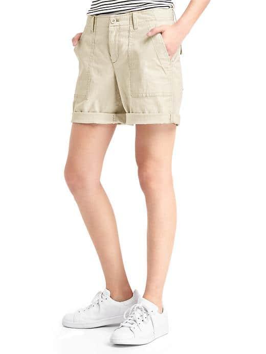 Gap Women Girlfriend Rolled Utility Shorts - Anchorage Cream