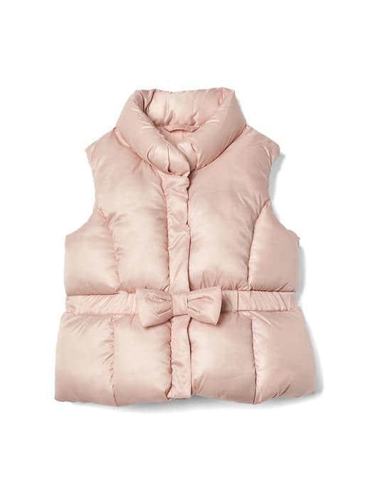 Gap Bow Puffer Vest - Pink Champagne