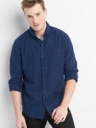 Gap Men Herringbone Button Down Standard Fit Shirt - Tapestry Navy