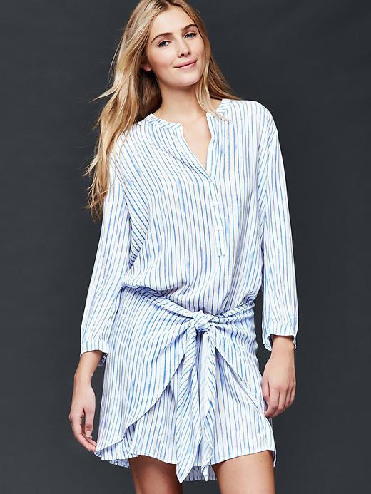 Gap Women Wrap Tie Stripe Shirt Dress - New Off White