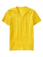 Gap Men Essential V Neck T Shirt - Bright Neon Yellow