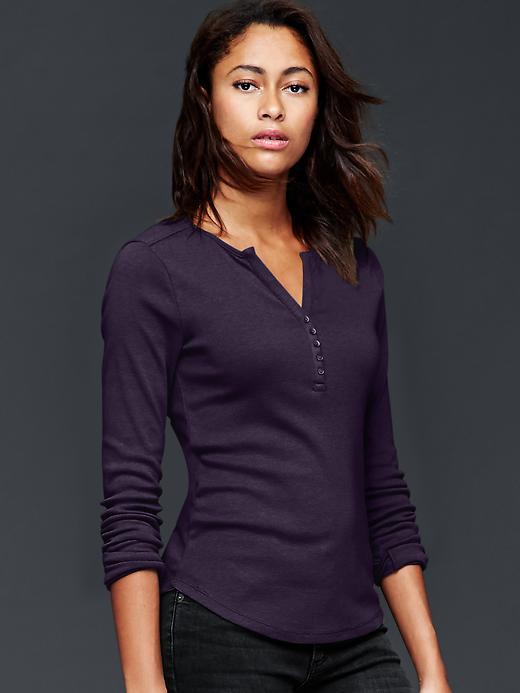 Gap Ribbed Henley Shirt - Blackberry Wine