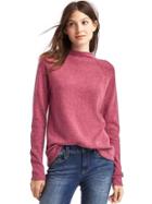 Gap Women Merino Wool Blend Mock Neck Sweater - Pink Heather