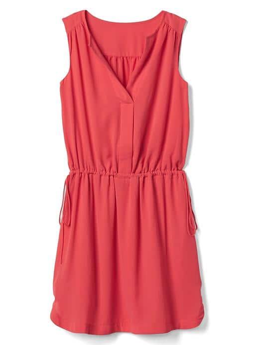 Gap Women Sleeveless Tie Waist Shirtdress - Hula Red