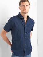 Gap Men Oxford Short Sleeve Standard Fit Shirt - Tapestry Navy