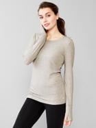 Gap Women Gapfit Breathe Long Sleeve Tee - Pebble Grey
