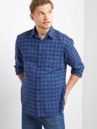 Gap Men Flannel Standard Fit Shirt - Mascot Blue