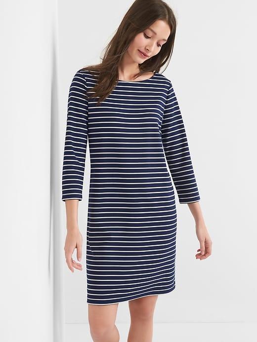Gap Women Stripe Ponte Boatneck Dress - Navy & White Stripe