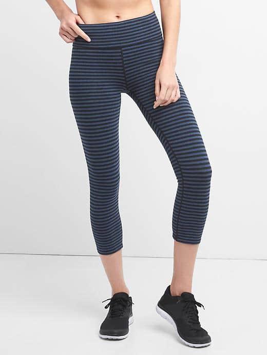 Gap Women Gfast Stripe Capris - Blue & Black Stripe