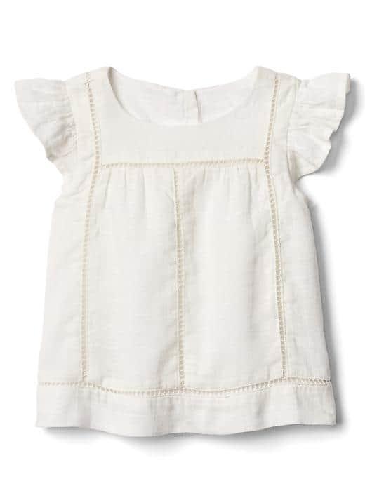 Gap Lace Trim Flutter Top - Off White