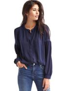 Gap Women Crochet Panel Peasant Blouse - Dark Night
