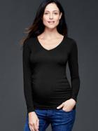 Gap Women Pure Body Long Sleeve V Neck Tee - True Black
