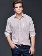 Gap Men Wrinkle Resistant Windowpane Standard Fit Shirt - Watermelon