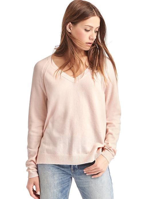 Gap Women Soft Open V Neck Sweater - Pink