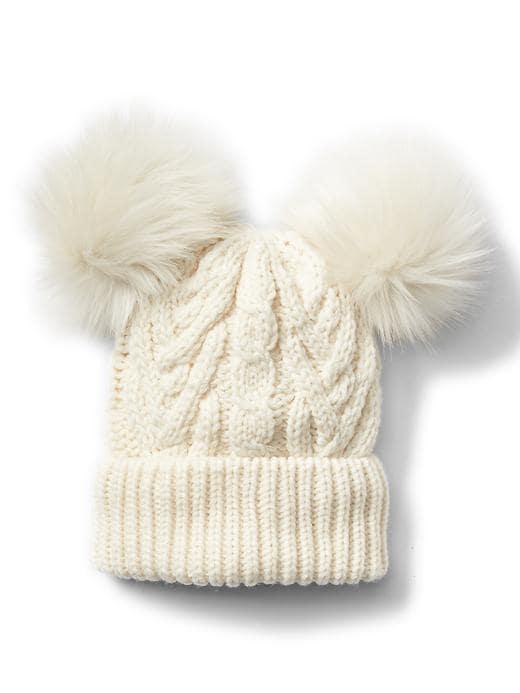 Gap Pom Pom Cable Knit Beanie - Ivory Frost