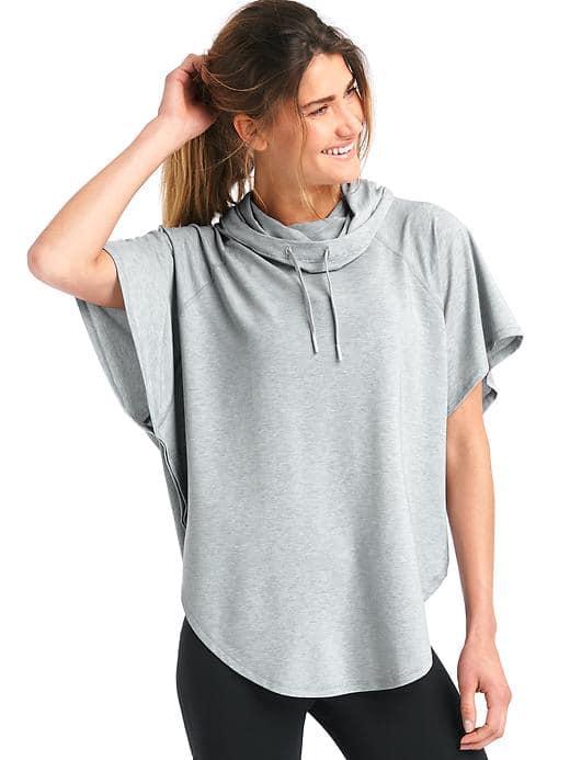 Gap Women Gapfit Breathe Hooded Poncho - Lt Heather Grey