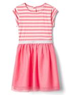 Gap Stripe Tulle Dress - Ruby Pink