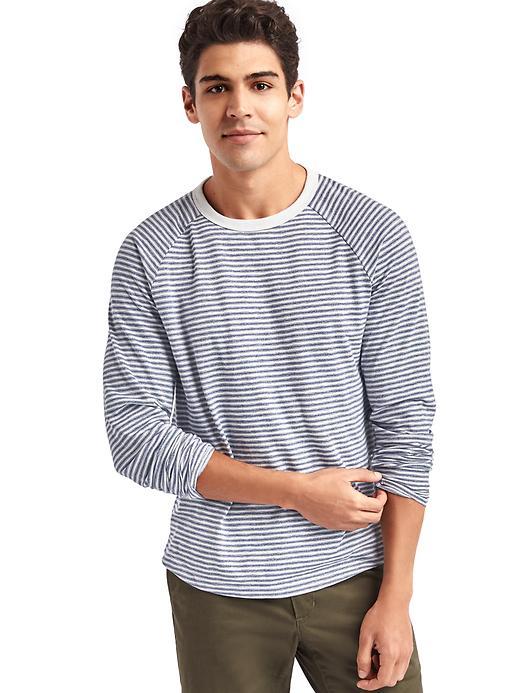Gap Men Marled Long Sleeve Stripe Tee - Cool Blue Stripe