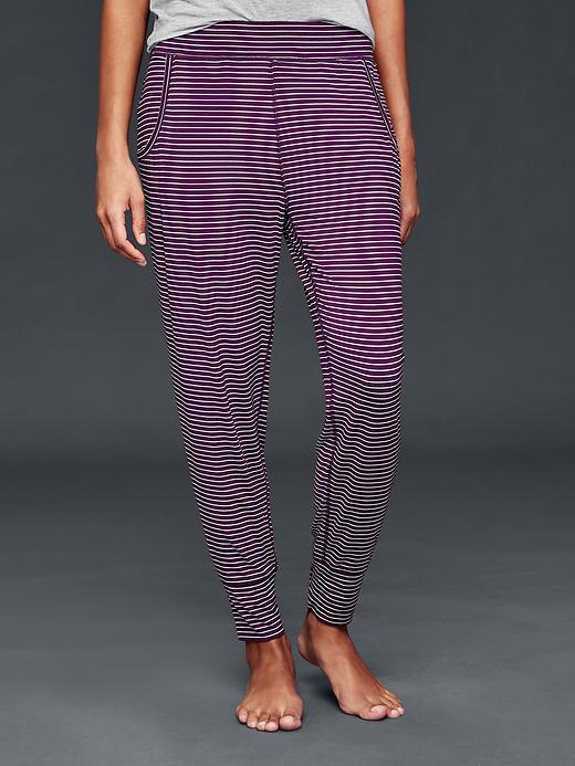 Gap Women Pure Body Modal Pants - Pencil Strp Plum