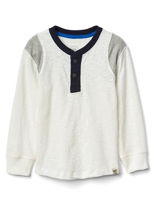 Gap Long Sleeve Slub Henley - New Off White