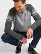 Gap Men Long Sleeve Slub Football Tee - Heather Gray