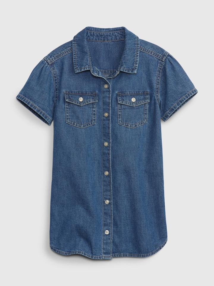 Toddler Denim Shirtdress With Washwell