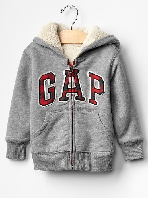 Gap Sherpa Arch Logo Zip Hoodie - Grey Heather