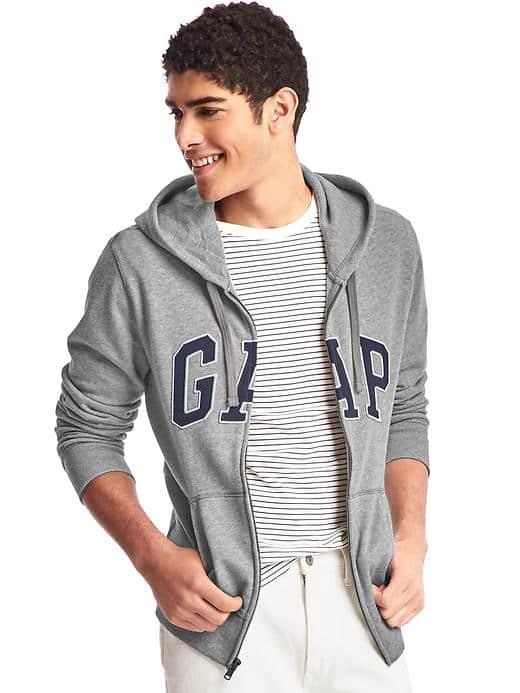 Gap Men French Terry Logo Zip Hoodie - New Heather Grey