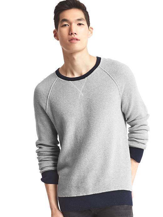 Gap Men Softspun Knit Ringer Pullover - Light Gray