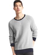 Gap Men Softspun Knit Ringer Pullover - Light Gray