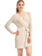 Gap Women Pure Body Ribbed Wrap Sweater - Oatmeal Heather