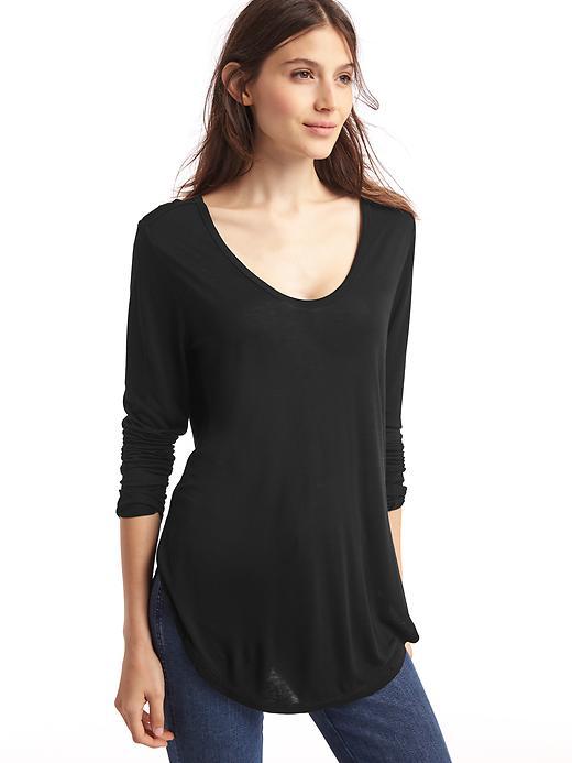 Gap Women Scoop Neck Long Sleeve Tunic - True Black