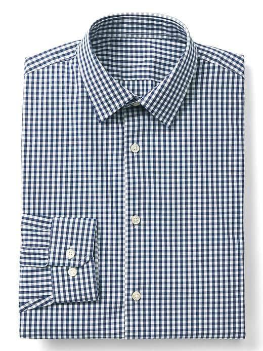 Gap Stretch Poplin Gingham Standard Fit Shirt - Comet Blue
