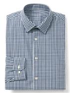 Gap Stretch Poplin Gingham Standard Fit Shirt - Comet Blue