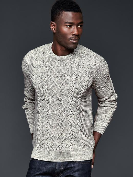 Gap Men Marled Cable Knit Sweater - Gray Heather
