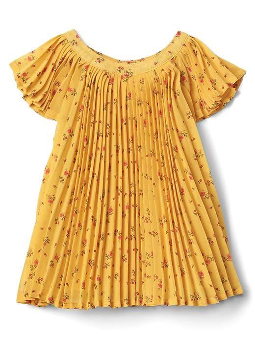 Gap Floral Pleat Flutter Top - Golden