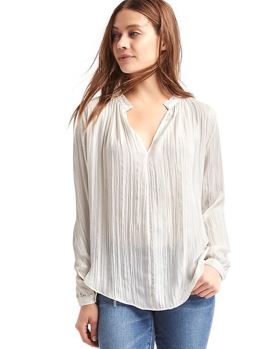 Gap Women Crinkle Split Neck Blouse - Shimmer