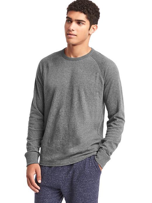 Gap Men Double Face Cotton Long Sleeve Tee - Dark Heather Gray