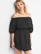 Gap Women Eyelet Off Shoulder Dress - Moonless Night